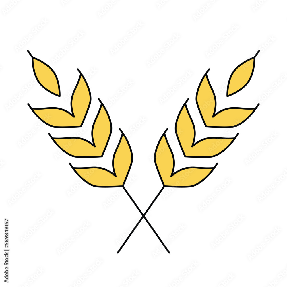 Vector linear icon of wheat ear isolated on white. Emblem, logo design, symbol illustration of farm whole grain for bakery, organic bio product, eco business, brewery craft beer, agriculture