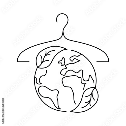 Vector linear icon - sustainable fashion badge, eco tested emblem in simple line style isolated on white background. Concept or logo for slow fashion. Editable stroke
