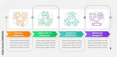 Transform internal into external rectangle infographic template. Data visualization with 4 steps. Editable timeline info chart. Workflow layout with line icons. Myriad Pro-Bold, Regular fonts used