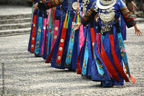 Canvas Print The dancing colour of Miao tribe