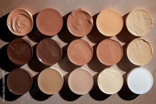 Aesthetic high-end closeup studio image of diverse foundation color swatches for all skin tones © Studio Eight Am