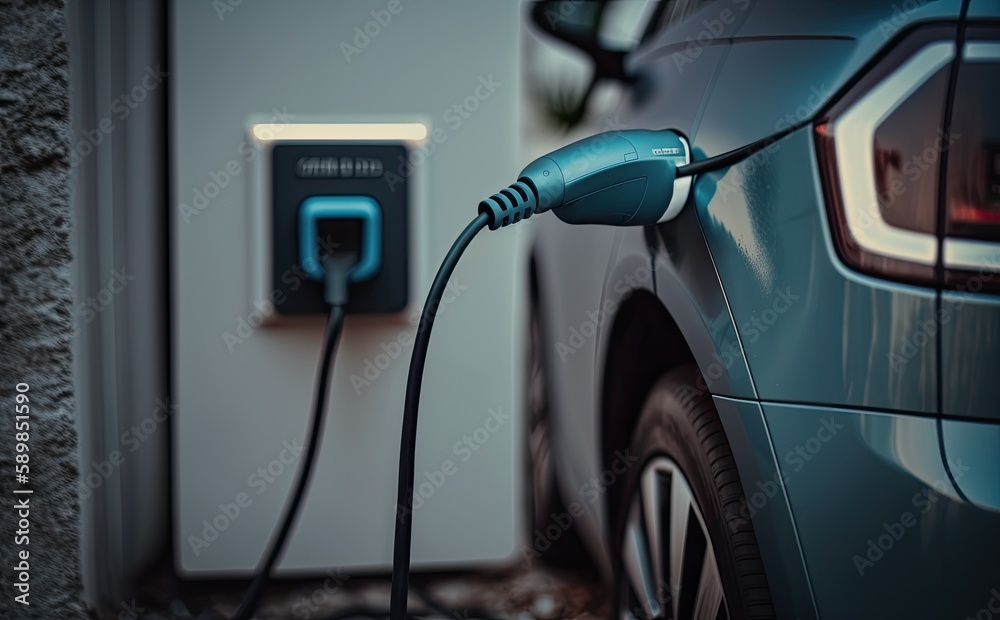 Charging stations for electric cars at a parking lot Charging stations for electric cars at a parking lot