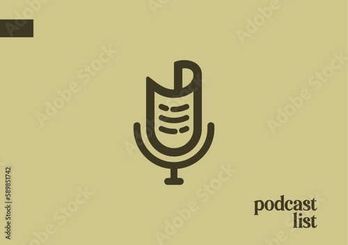 clasic and timeless logo concept for podcast list