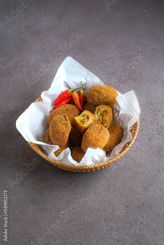 croquette or kroket is a fastfood worlwide, served as a side dish photo
