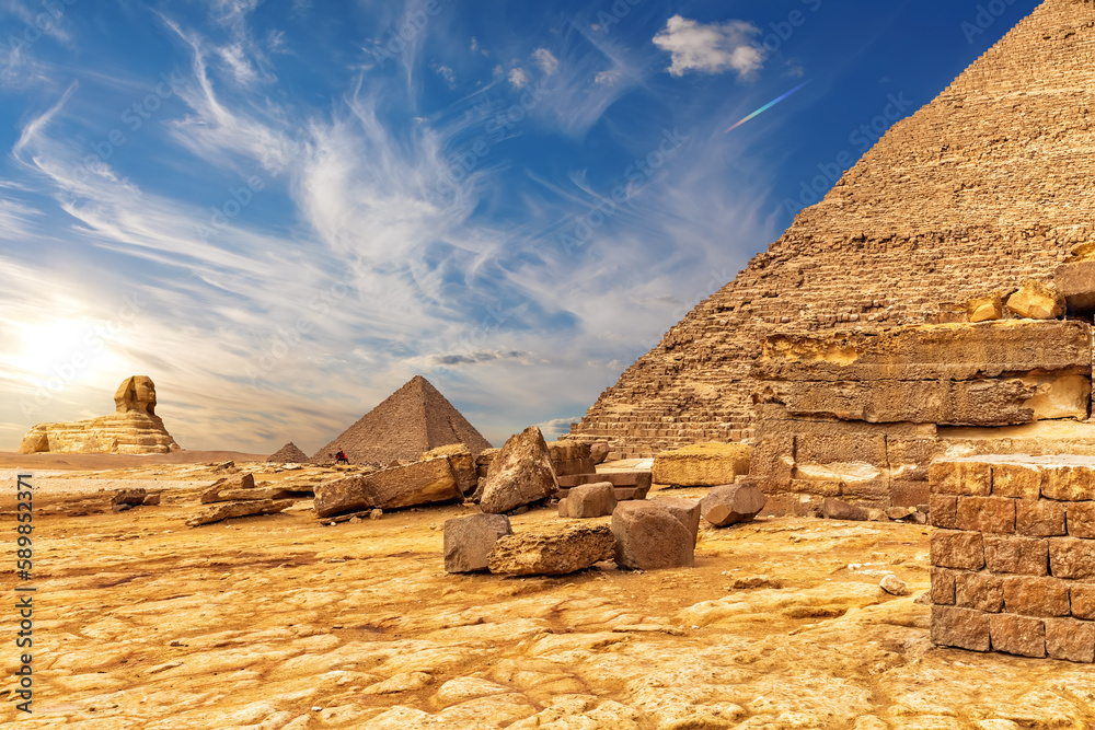 The Pyramids of Giza on the way to the Great Sphinx, Egypt