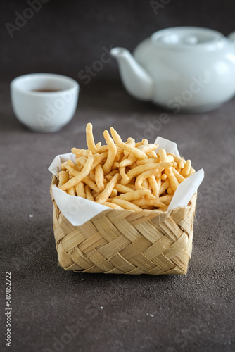 cheese stick, telur gabus keju, snack made from cheese, flour and egg, fried in hot oil
 photo