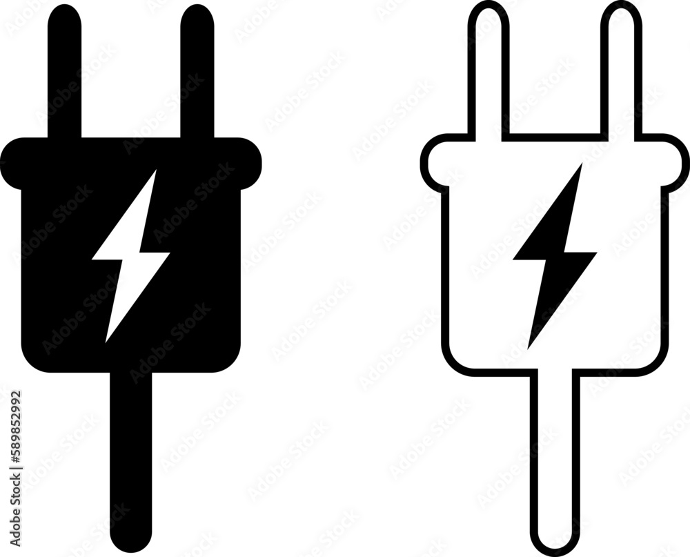 Male Plug Electricity Power Charging Sign Icon. Vector Image. Male Plug Electricity Power Charging Sign Icon. Vector Image.