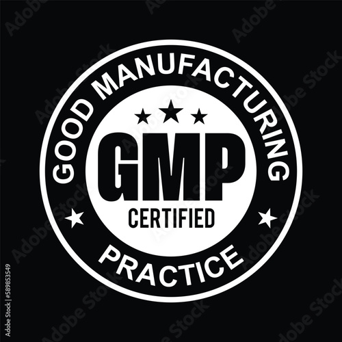 GMP (Good Manufacturing Practice) certified round stamp on white background - Vector