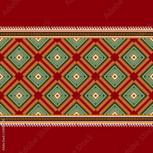 Beautiful Ethnic abstract ikat art. Seamless Kasuri pattern in tribal,folk embroidery,and Mexican style. Aztec geometric art ornament print. Design for carpet,wallpaper,clothing,wrapping,fabric,cove