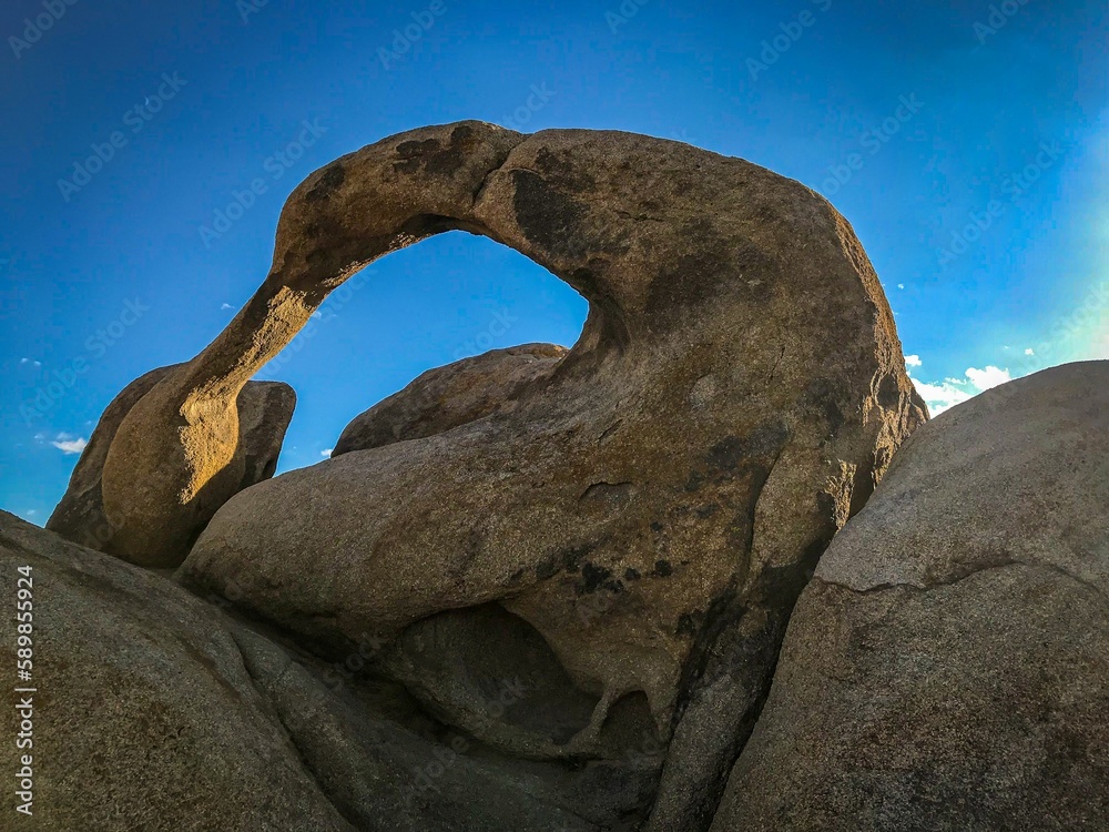 Beautiful shot of a natural rock frame in the Alabama Hills during a clear day
