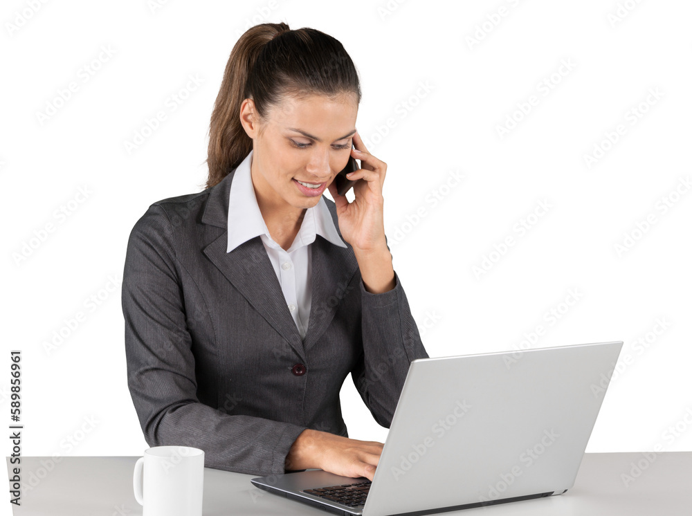 Young cute woman with laptop isolated on white background Young cute woman with laptop isolated on white background
