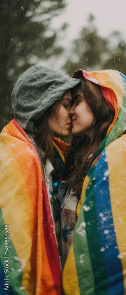 LGBTIQ+ Couple Enjoying a Romantic Moment in Nature
