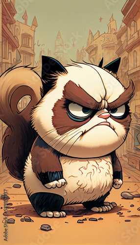 A grumpy cat cartoon photo