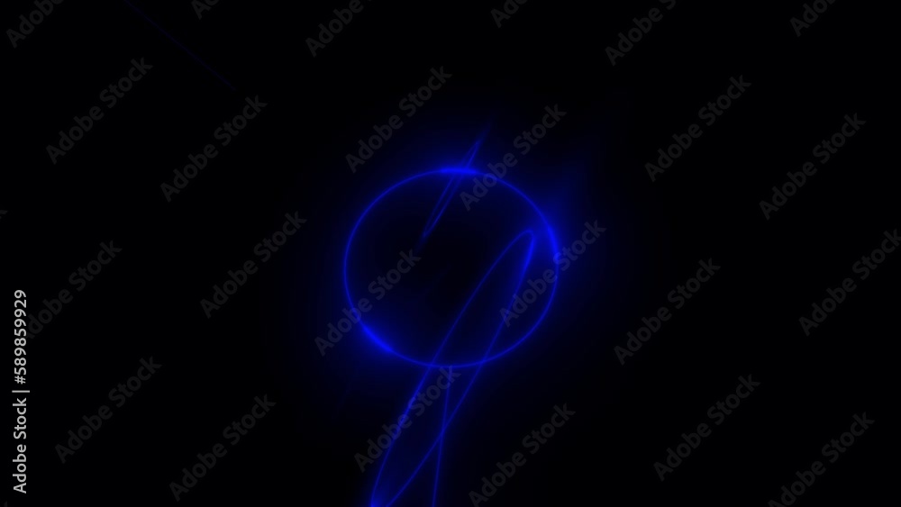Futuristic Neon Blue Circles Animation. Modern Motion Graphic Design. 4K