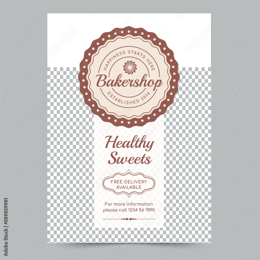 Bakershop Healthy Sweets Flyer Template. A clean, modern, and high-quality design of Flyer vector design. Editable and customize template flyer