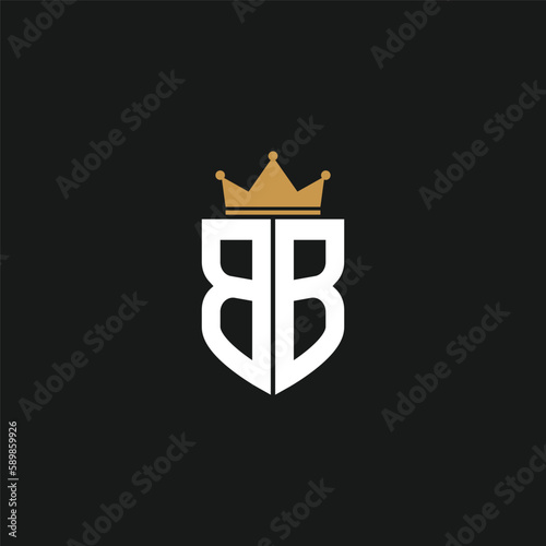 BB logo monogram symbol shield with crown shape design vector