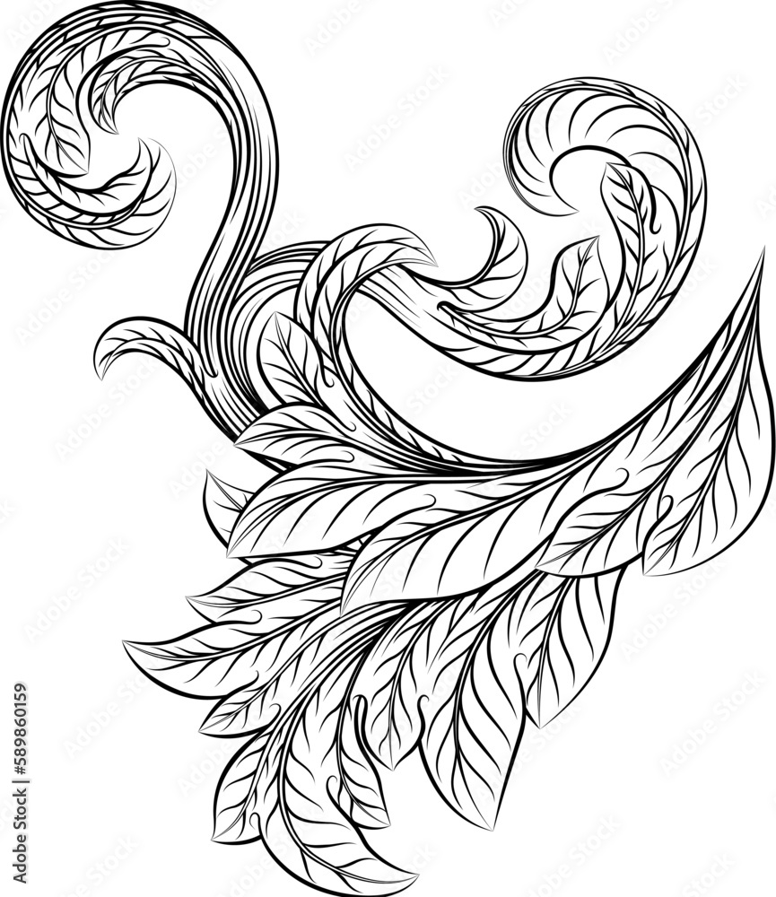 Fototapeta premium A filigree heraldry floral baroque pattern decorative design element