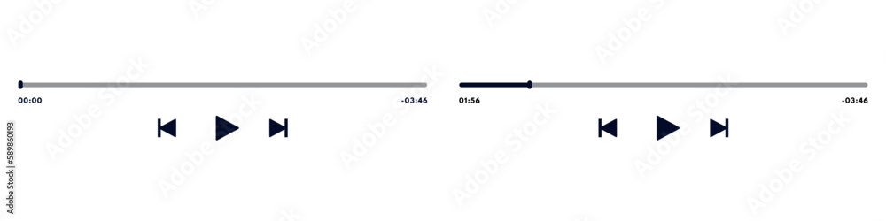 Music or video play bar icon on transparent background. Audio player for songs or podcast playlist. Play or pause button.Vector illustration Music or video play bar icon on transparent background. Audio player for songs or podcast playlist. Play or pause button.Vector illustration