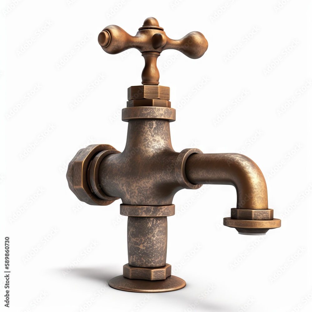Old model tap in white background dynamic lighting, hyper - detailed, hyper - realistic Old model tap in white background dynamic lighting, hyper - detailed, hyper - realistic