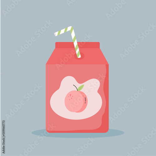 Flat Design Illustration Juice Box Peach