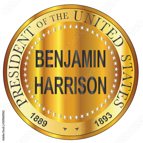 Benjamin Harrison Gold Metal Stamp