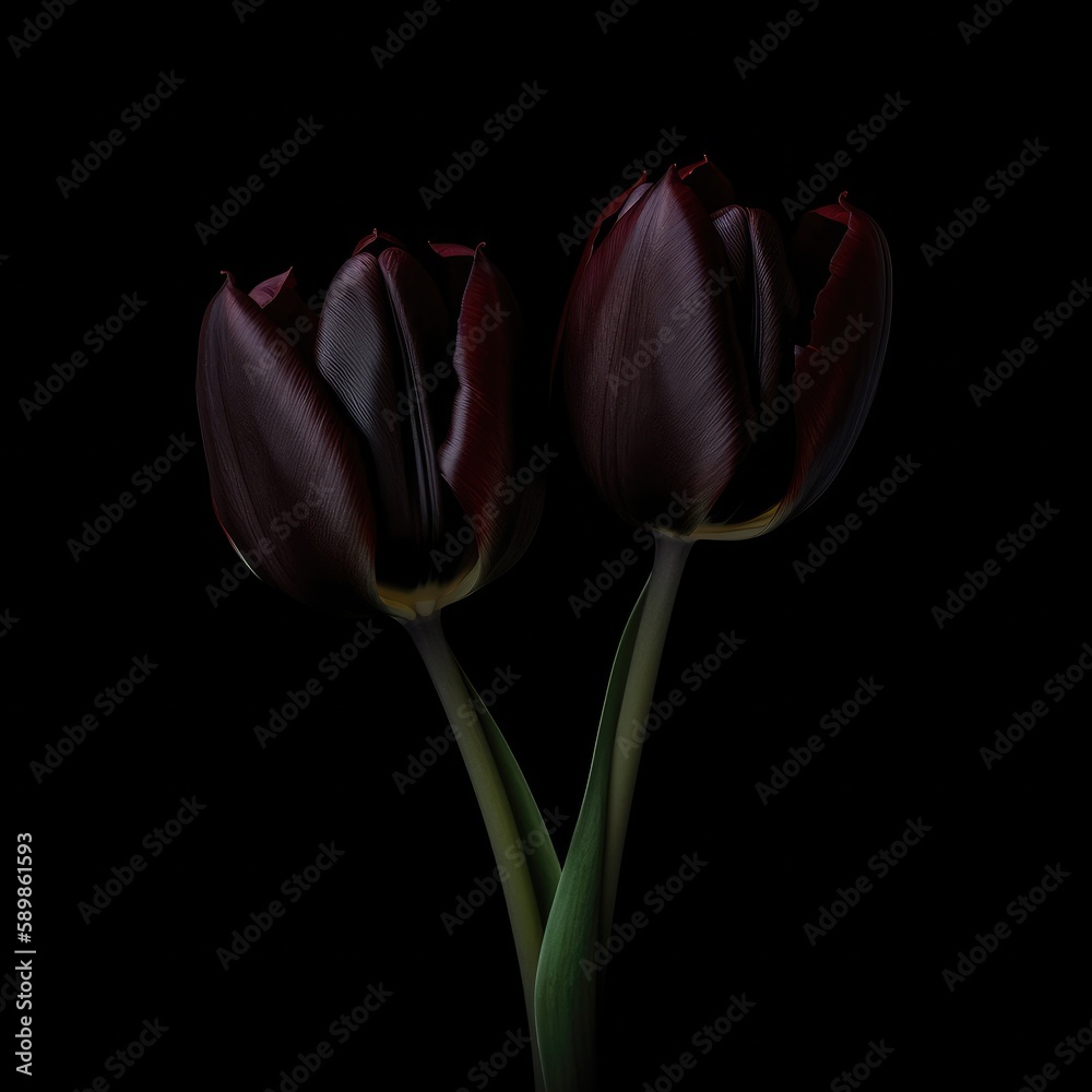 Fototapeta premium red tulip on black