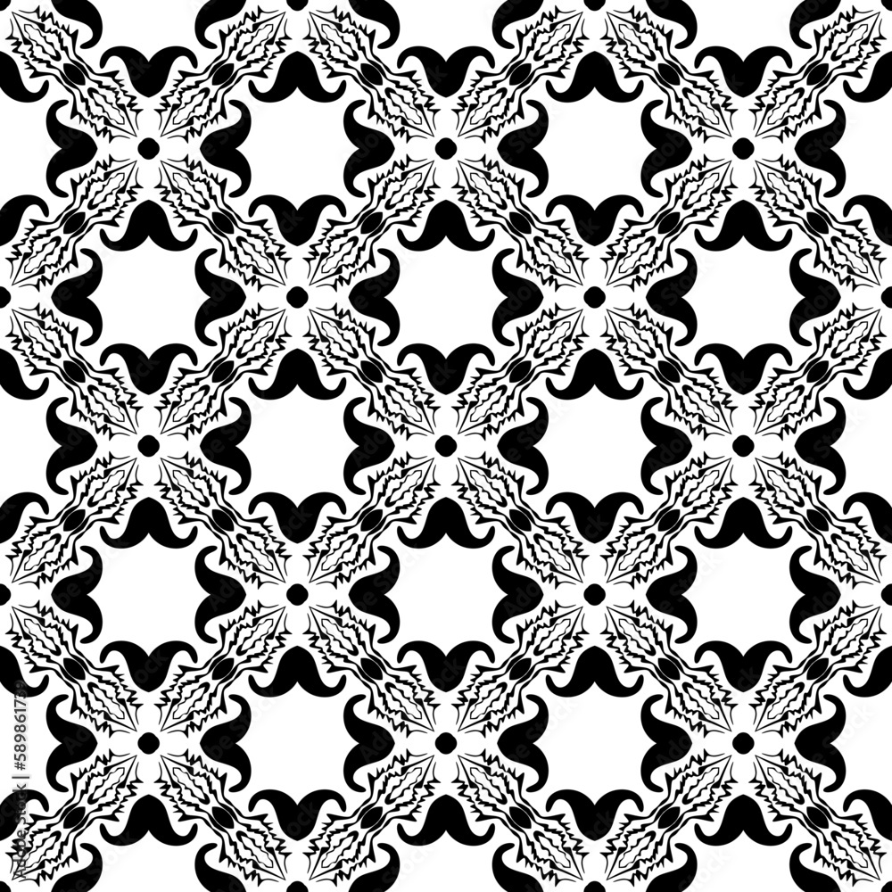 black and white seamless pattern repeated design ornament decoration floral flower damask style geometric elements tile texture textile fabric vector illustration black and white seamless pattern repeated design ornament decoration floral flower damask style geometric elements tile texture textile fabric vector illustration