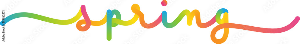 SPRING monoline calligraphy banner with colorful gradient with transparent background SPRING monoline calligraphy banner with colorful gradient with transparent background