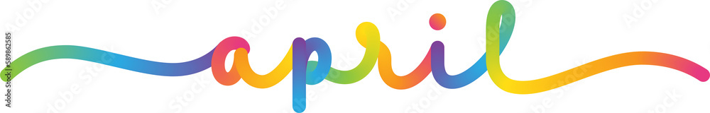 APRIL monoline calligraphy banner with colorful gradient on transparent background APRIL monoline calligraphy banner with colorful gradient on transparent background