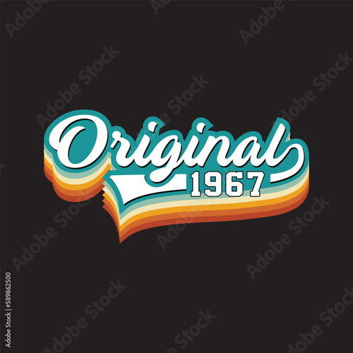 1967 vintage retro, Original, t shirt design vector black background 