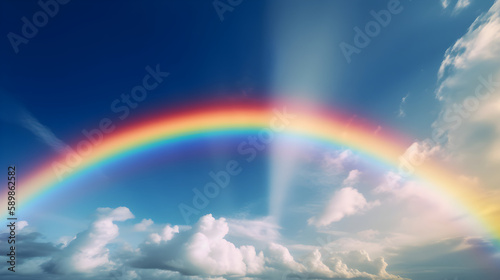 rainbow. Clouds and rainbow on sky. generative ai © Anastasiya