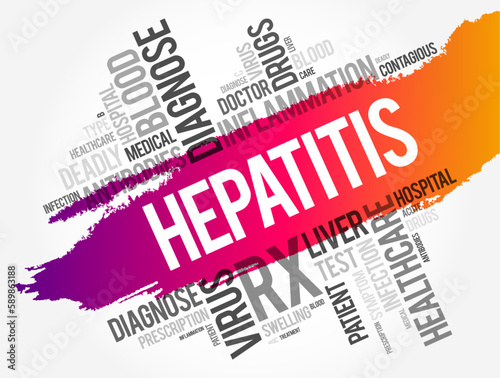 Hepatitis word cloud collage, health concept background