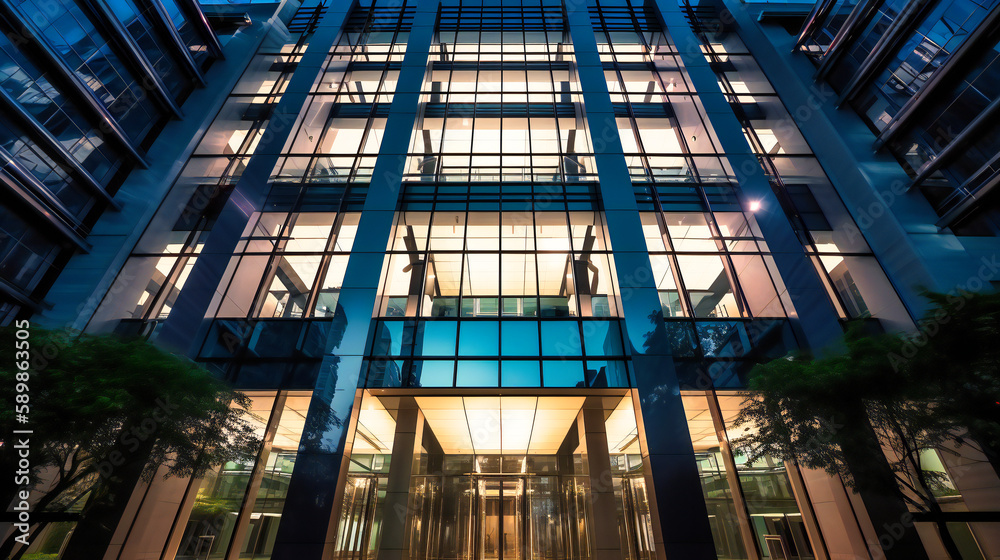 Φωτογραφία A stunning image of a large modern office building, showcasing the grandeur of m