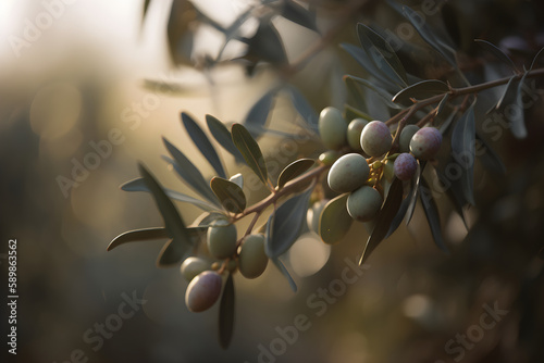 Olive bush with green olives
