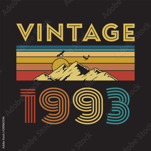 1993 vintage retro t shirt design, vector