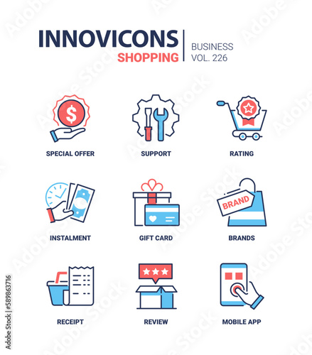 Special offers and gifts - line design style icons set