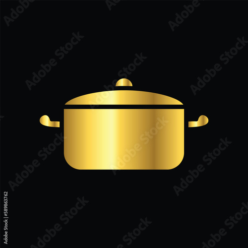 gold friying pan, icon, vector, template, design, flat,logo, collection