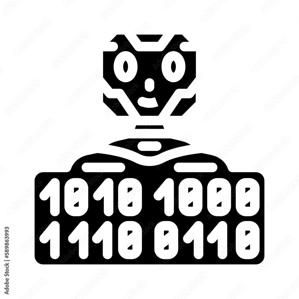 digital chat bot glyph icon vector illustration digital chat bot glyph icon vector illustration