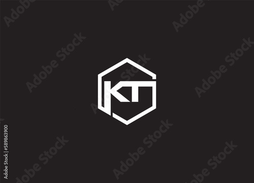 Alphabet letter icon KT  logo design
