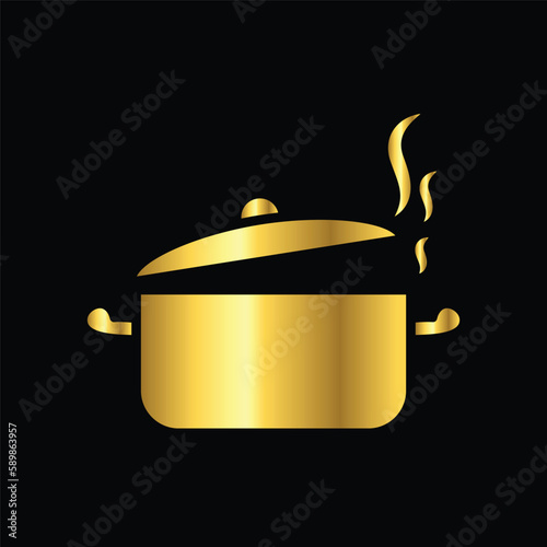 gold friying pan, icon, vector, template, design, flat,logo, collection