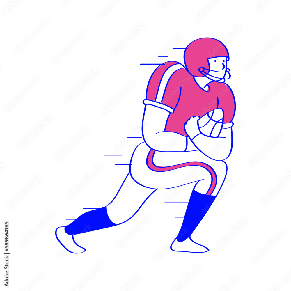 American Football Professional vector characters in action, with duotone cartoon styling and SVG format. Perfect for depicting individuals in various job roles