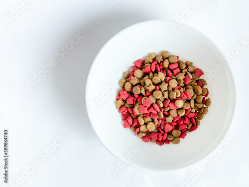 Dog food ready to eat on the white  background