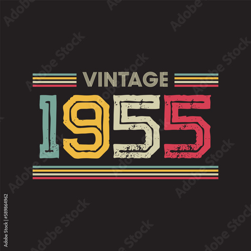 1955 vintage retro t shirt design, vector