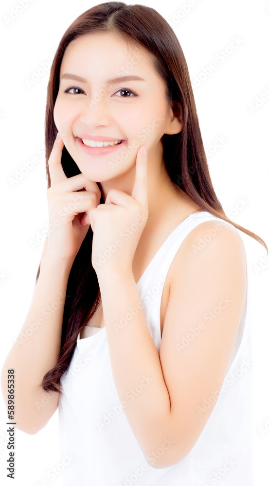 Portrait of beautiful asian woman makeup of cosmetic, girl hand touch cheek and smile attractive, face of beauty perfect with wellness with skin healthcare concept. Portrait of beautiful asian woman makeup of cosmetic, girl hand touch cheek and smile attractive, face of beauty perfect with wellness with skin healthcare concept.