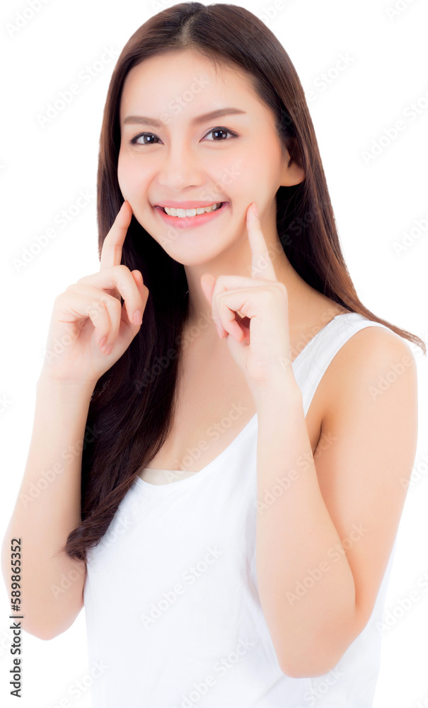 Portrait of beautiful asian woman makeup of cosmetic, girl hand touch cheek and smile attractive, face of beauty perfect with wellness with skin healthcare concept. Portrait of beautiful asian woman makeup of cosmetic, girl hand touch cheek and smile attractive, face of beauty perfect with wellness with skin healthcare concept.