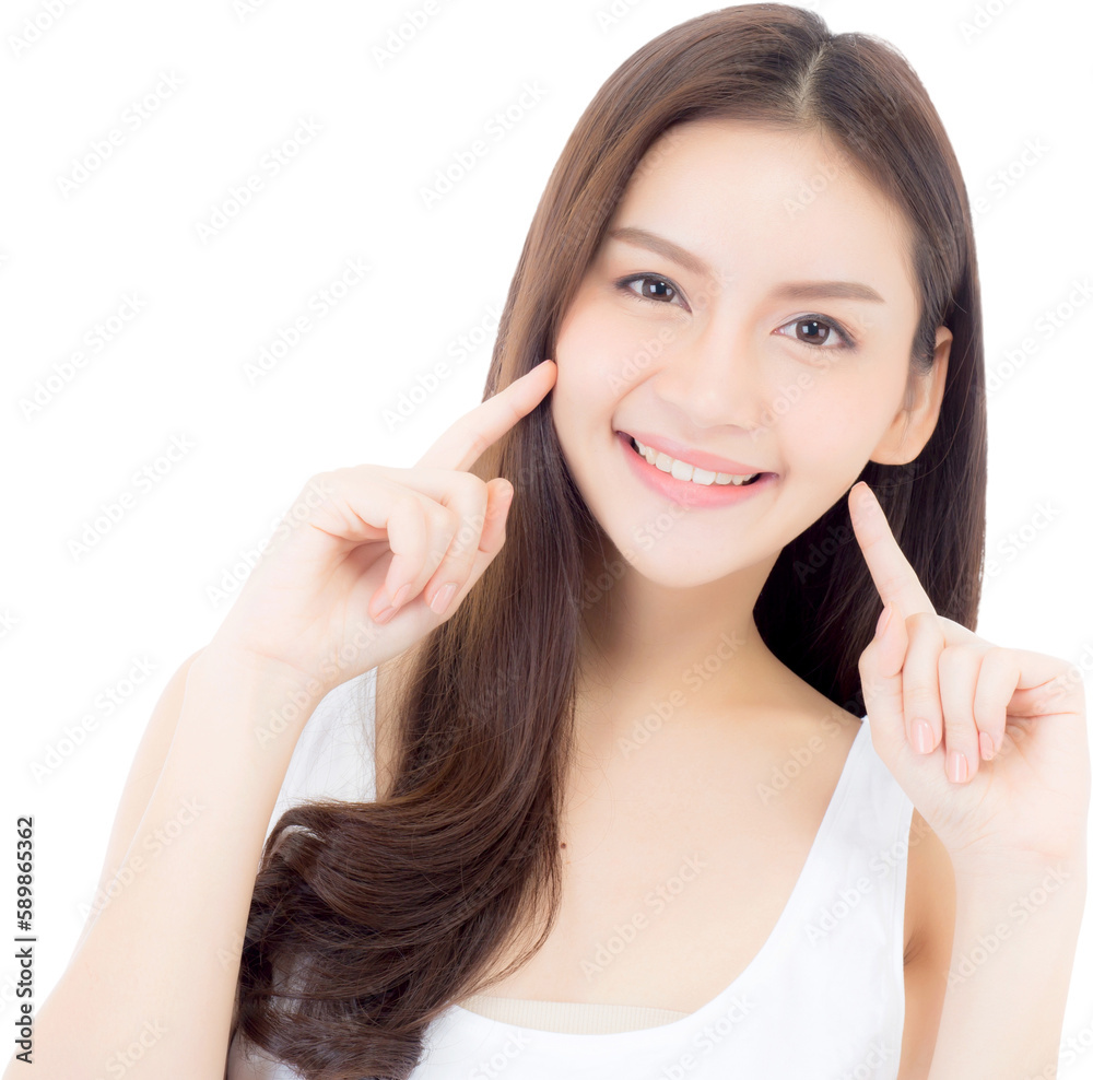 Portrait of beautiful asian woman makeup of cosmetic, girl hand touch cheek and smile attractive, face of beauty perfect with wellness with skin healthcare concept. Portrait of beautiful asian woman makeup of cosmetic, girl hand touch cheek and smile attractive, face of beauty perfect with wellness with skin healthcare concept.