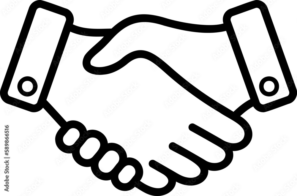 Linear vector icon of handshake of two hands as concept of trust, insight and partnership Linear vector icon of handshake of two hands as concept of trust, insight and partnership