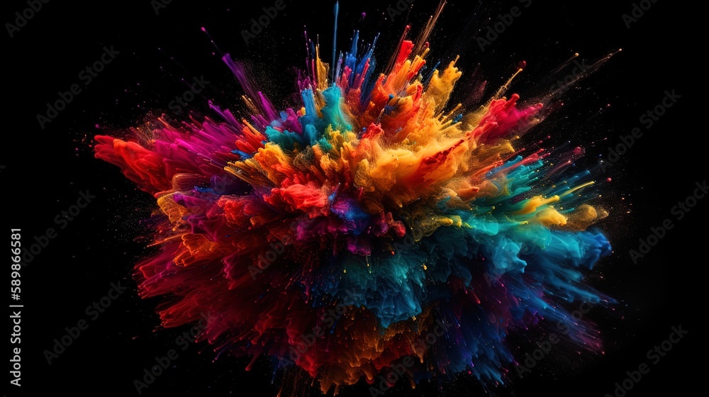 A Colorful Explosion on a Black Background. Generative ai A Colorful Explosion on a Black Background. Generative ai