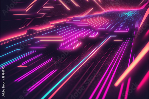 Abstract background with glowing neon lines for a visually stunning and modern aesthetic, Generative AI