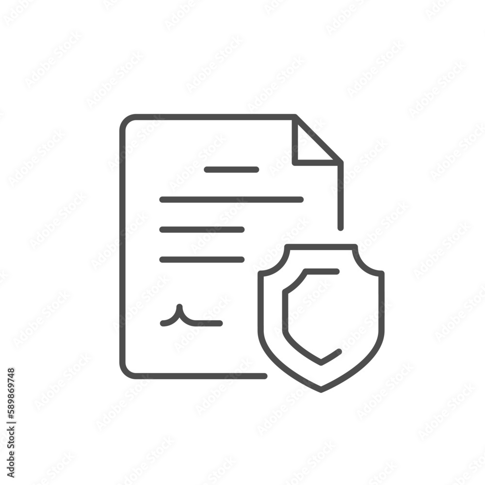 Document protection line outline icon Document protection line outline icon